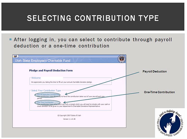 Donation Instructions: Selecting Contribution Type