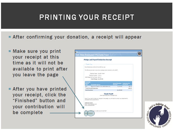 Donation Instructions: Printing your receipt